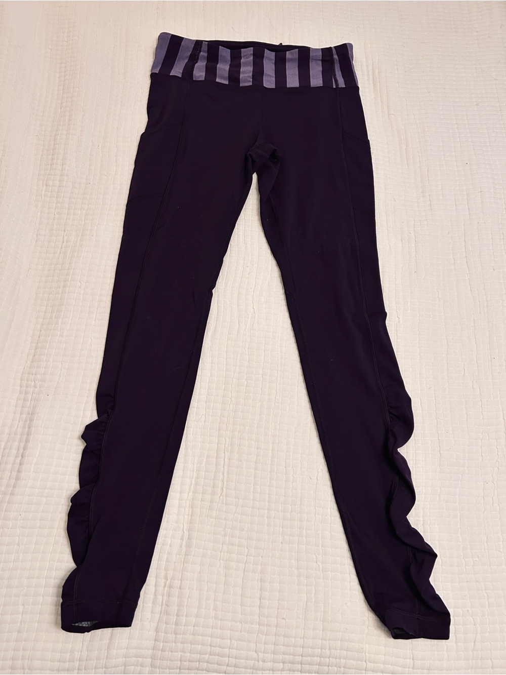 lululemon athletica Purple Speed Tight Brushed Leggings with Striped Waistband
